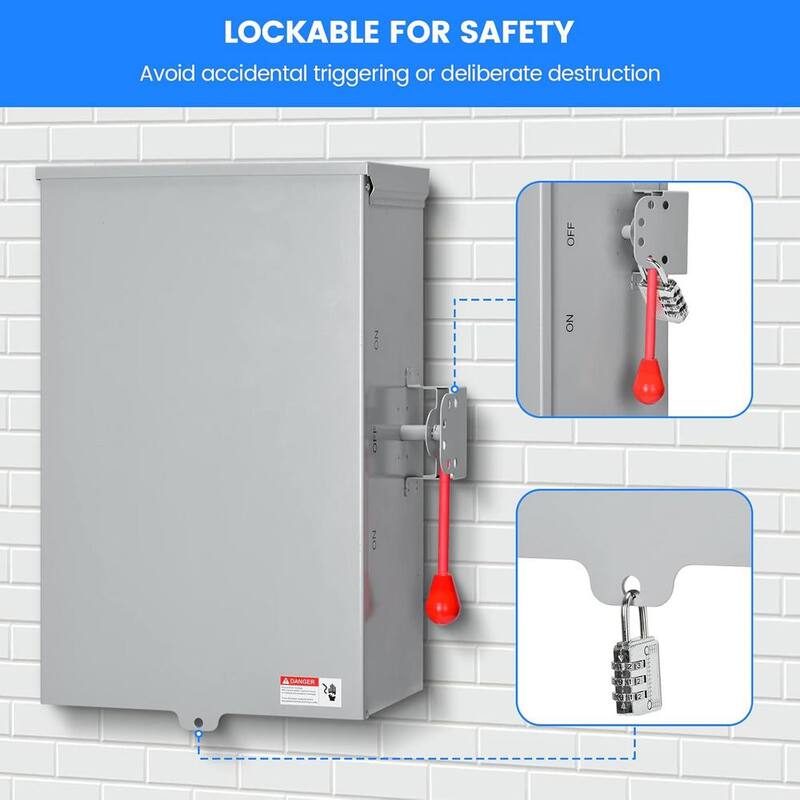 Lukyamzn Indoor/Outdoor 200 Amp 2-Circuit Heavy Duty Safety Switches, 240 Volt AC 4 Wire 2 Pole Non-Fusible NEMA-3R, Lockable - SA04-327B073