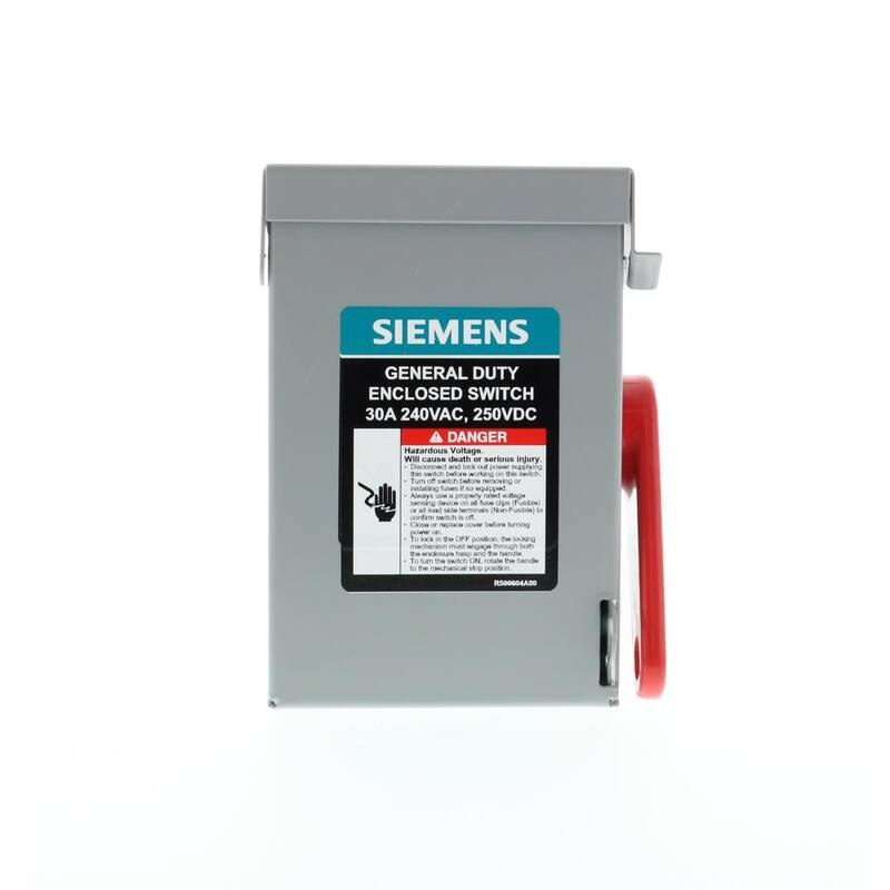 Siemens General Duty 30 Amp 3-Pole 3-Wire 240-Volt Non-Fusible Indoor Safety Switch - GNF321A