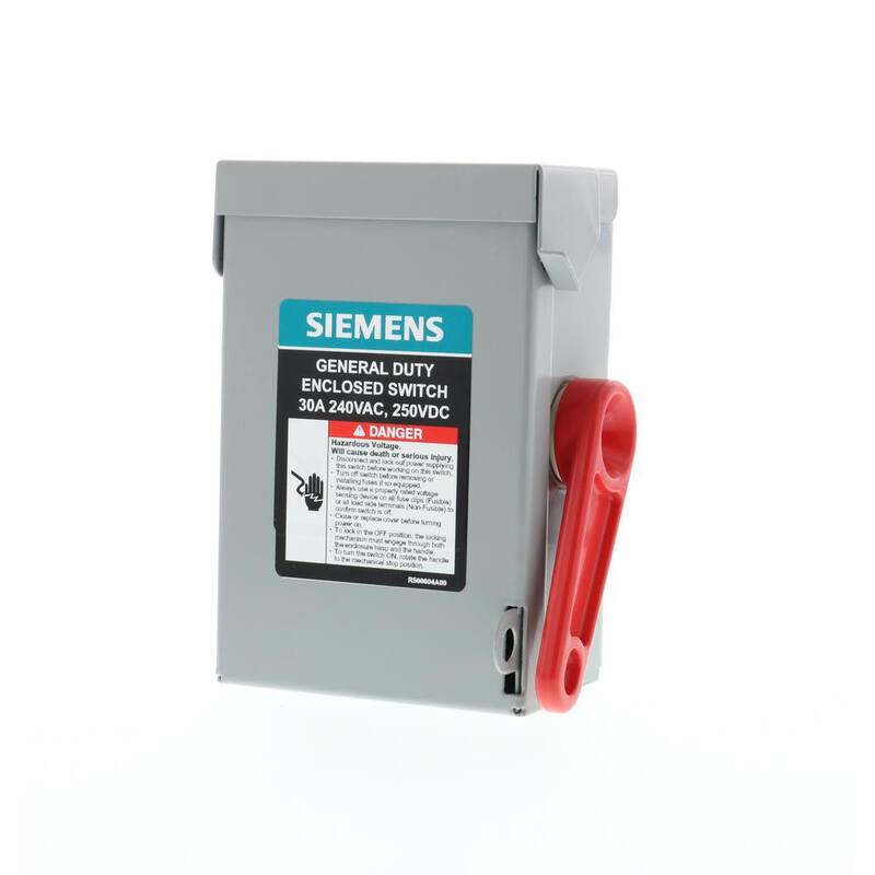Siemens General Duty 30 Amp 3-Pole 3-Wire 240-Volt Non-Fusible Indoor Safety Switch - GNF321A
