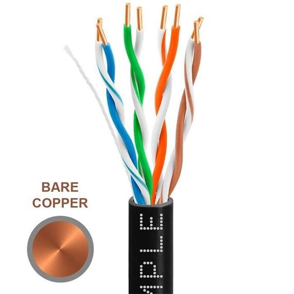 Cmple Cmple 1303-N 1000 ft. 350 MHz Cat5e Bulk In-Wall Cable 24 AWG Bare Copper - Black - 1303-N