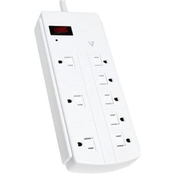 V7 V7 SA0812W-9N6 8 ft. 120V AC Input 1800JOULES CEG Surge Protector; Black - 8 x NEMA 5-15P-1500J - SA0812W-9N6
