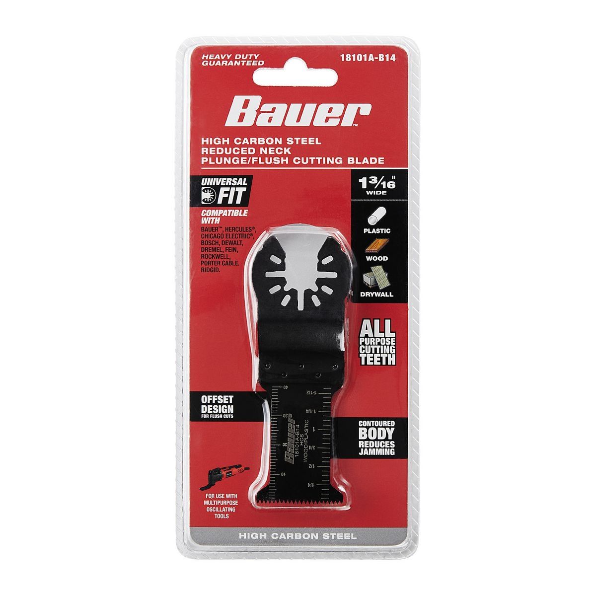 Hoja de corte de inmersión/flush de vástago reducido de acero al carbono de alta calidad Bauer de 1-3/16 pulgadas para herramientas múltiples oscilantes - 64979