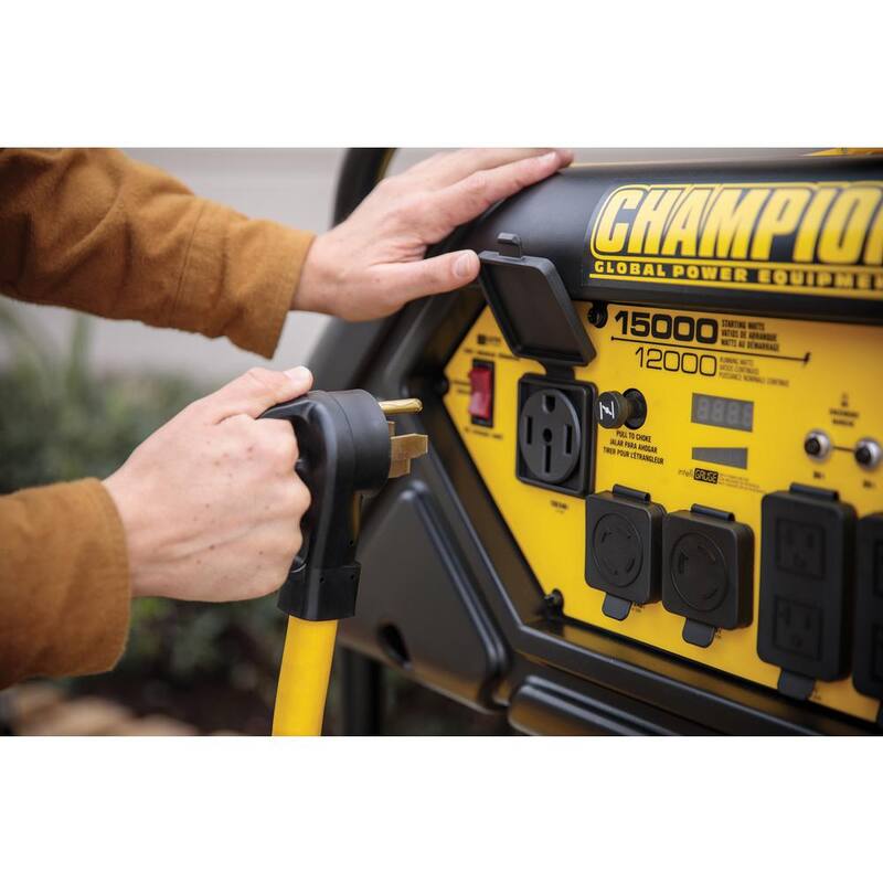 Champion Power Equipment 50 Amp 10 Circuit Manual Transfer Switch with 30 ft. Generator Power Cord - 201193