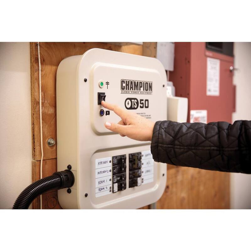 Champion Power Equipment 50 Amp 10 Circuit Manual Transfer Switch with 30 ft. Generator Power Cord - 201193