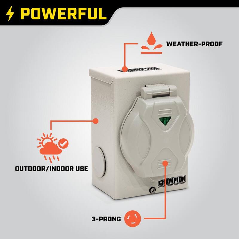 Champion Power Equipment 50 Amp 10 Circuit Manual Transfer Switch with 30 ft. Generator Power Cord - 201193