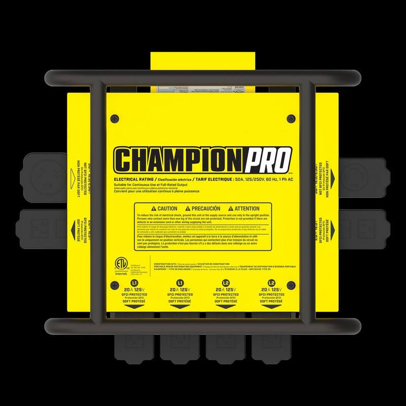 Champion Power Equipment 50 Amp Inlet, 8 Receptacle Power Distribution Box - 201174
