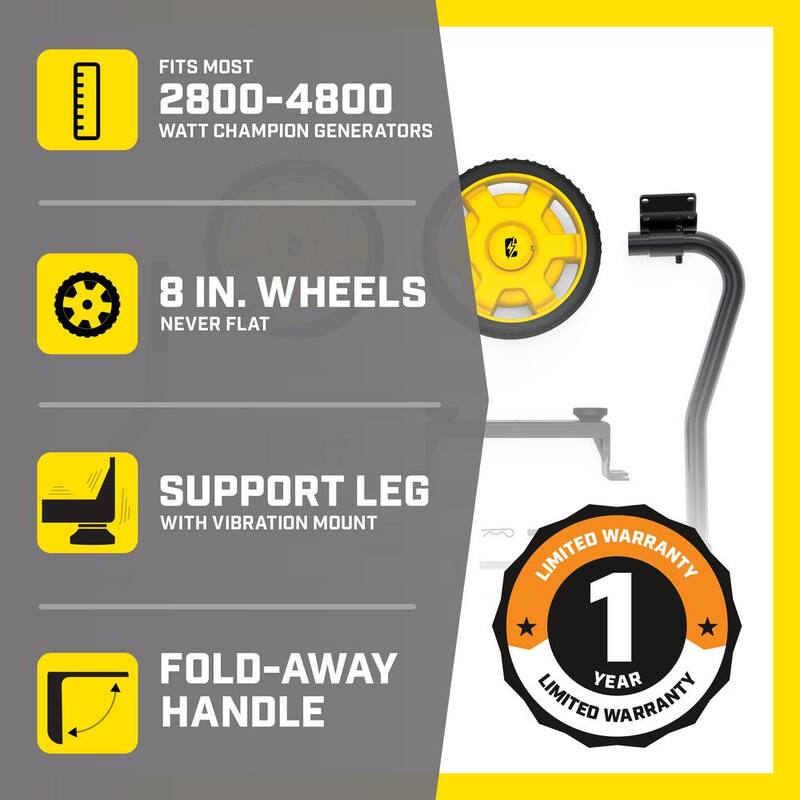 Champion Power Equipment Portable Generator Wheel Kit with Folding Handle and Never-Flat Tires - 40065