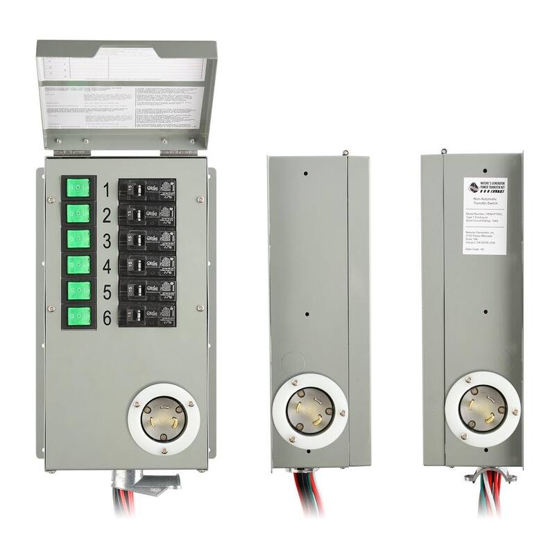 NATURE'S GENERATOR ELITE 30 Amp 120V 6 Circuit Indoor Non-Automatic Power Transfer Switch Kit - HKNGPTKEL