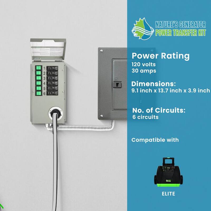 NATURE'S GENERATOR ELITE 30 Amp 120V 6 Circuit Indoor Non-Automatic Power Transfer Switch Kit - HKNGPTKEL