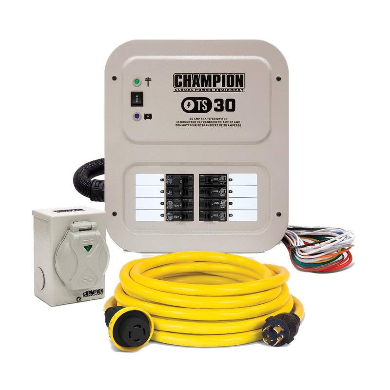 Champion Power Equipment 30 Amp 8 Circuit Manual Transfer Switch with 25 ft. Generator Power Cord - 201192