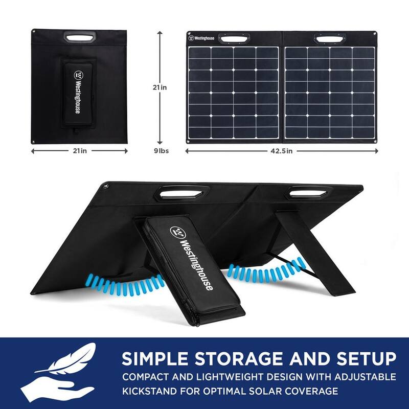 Westinghouse 100-Watt Portable Solar Panel for iGen160s, iGen200s, iGen300s, iGen600s, and iGen1000s Power Stations - WSolar100p