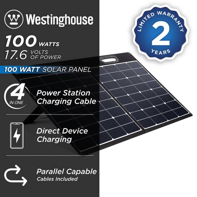 Westinghouse 100-Watt Portable Solar Panel for iGen160s, iGen200s, iGen300s, iGen600s, and iGen1000s Power Stations - WSolar100p