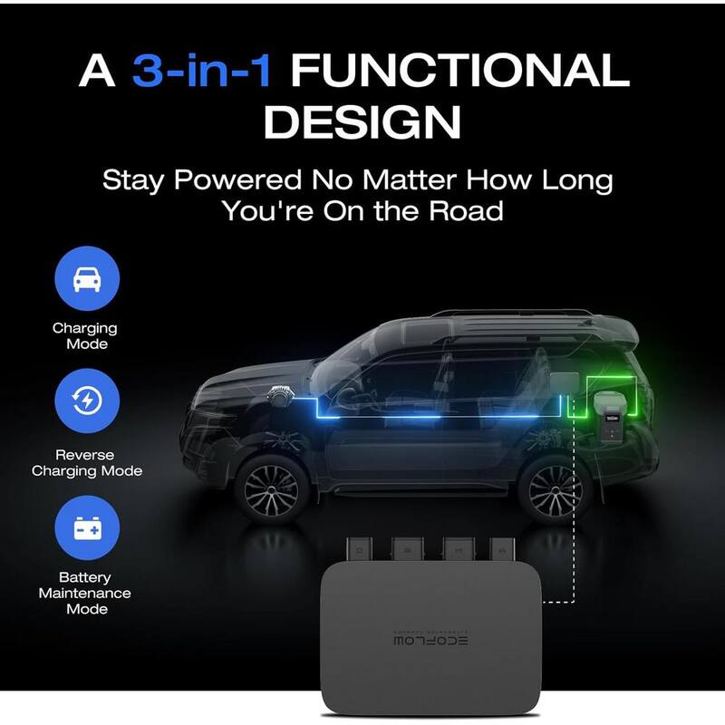 EcoFlow 800-Watt Alternator Charger, 3-in-1 Fast DC-DC Charger for Portable Power Stations - EFAlternatorCharger