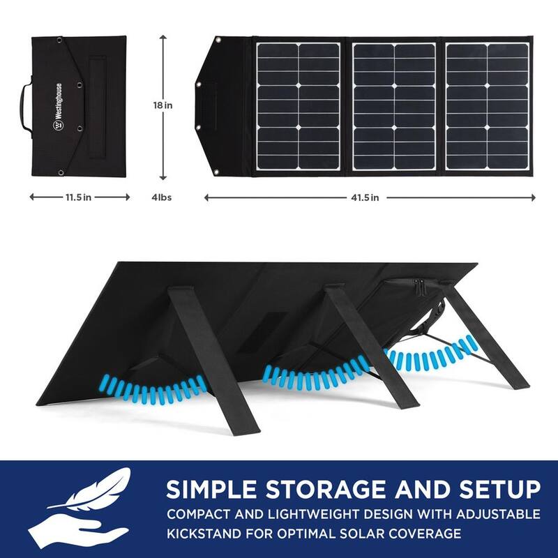Westinghouse 60-Watt Portable Solar Panel for iGen160s, iGen200s, iGen300s, iGen600s, and iGen1000s Power Stations - WSolar60p