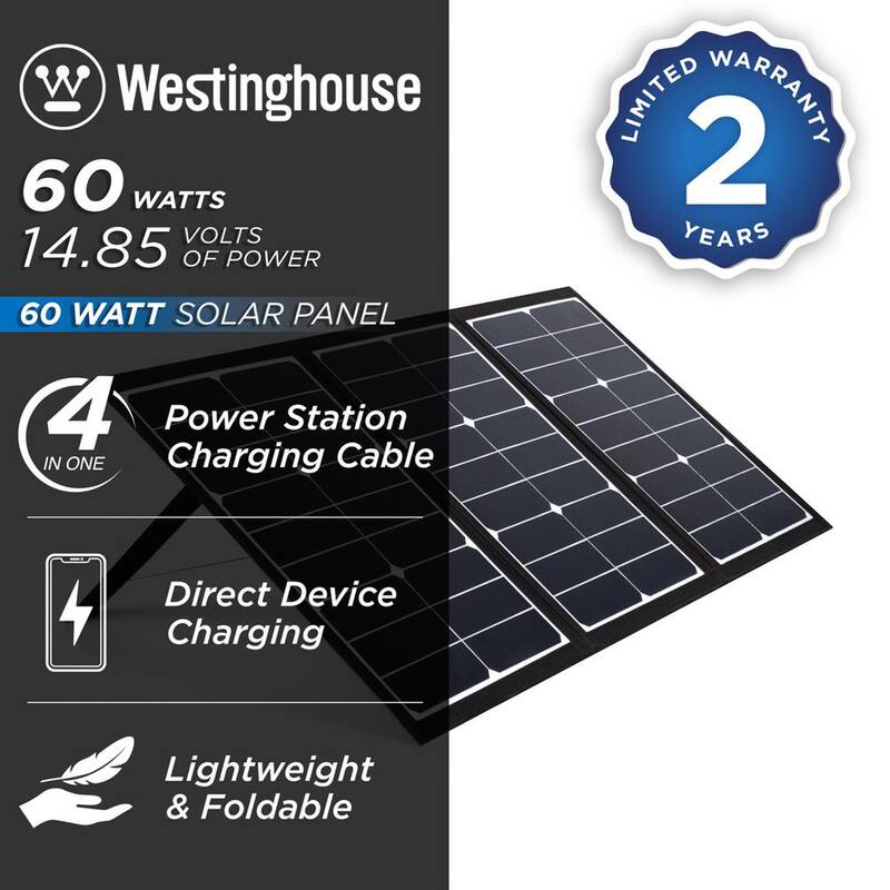 Westinghouse 60-Watt Portable Solar Panel for iGen160s, iGen200s, iGen300s, iGen600s, and iGen1000s Power Stations - WSolar60p