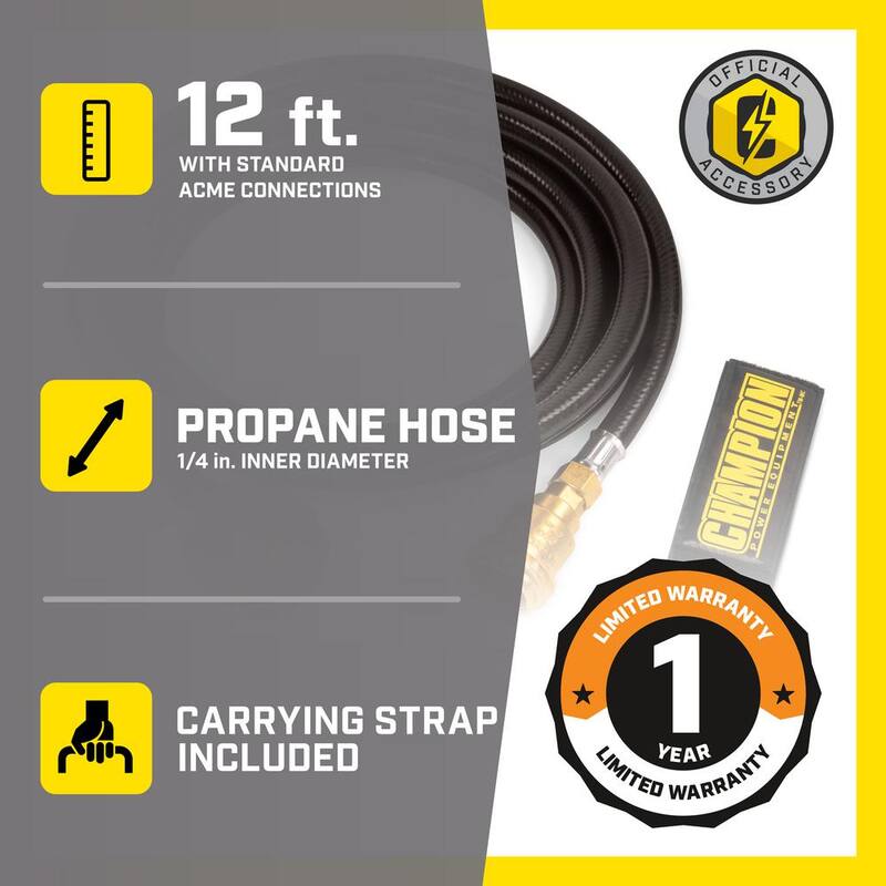 Champion Power Equipment 12 ft. Propane (LPG) Hose Extension Kit for Propane Powered Generators - 100736