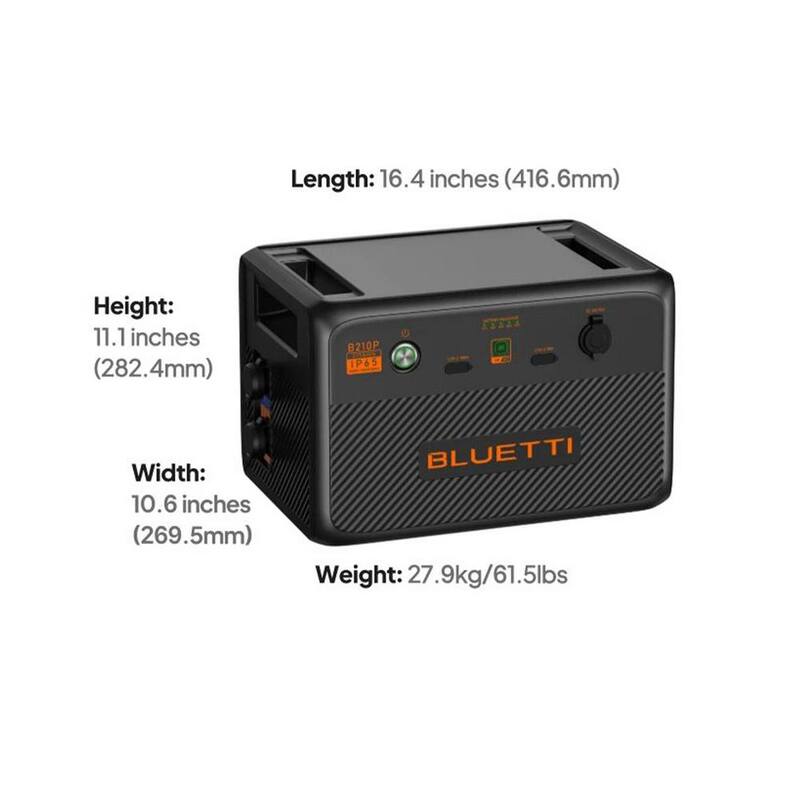 BLUETTI 2150Wh LiFePO4 Expansion Battery Paired up to 4 with AC240P/AC200PL, DC Power Source with 100-Watt USB-C, Outdoor Use - B210P-US-GY-BL-THDUS