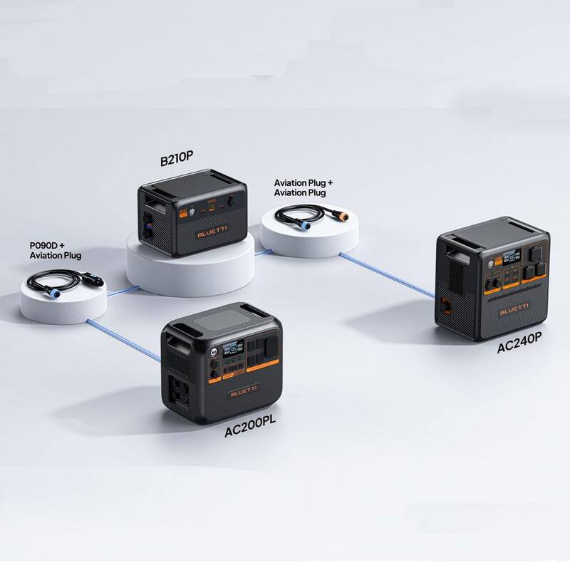 BLUETTI 2150Wh LiFePO4 Expansion Battery Paired up to 4 with AC240P/AC200PL, DC Power Source with 100-Watt USB-C, Outdoor Use - B210P-US-GY-BL-THDUS