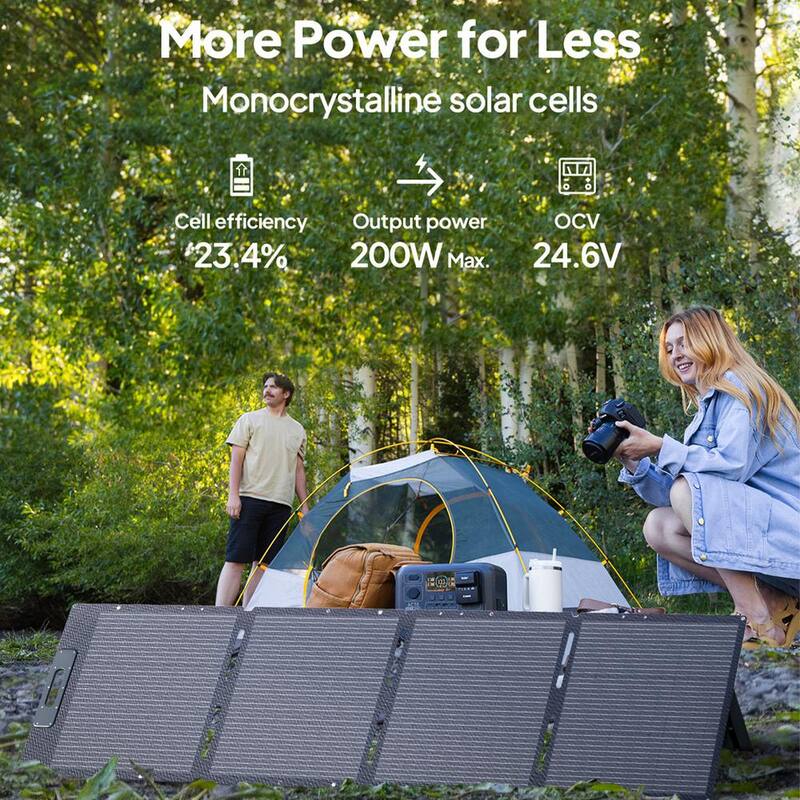 BLUETTI 200-Watt Outdoor Use Foldable Solar Panel with Adjustable Kickstands for EB3A/EB55/EB70/AC200P/AC200MAX/AC300 - PV200BR
