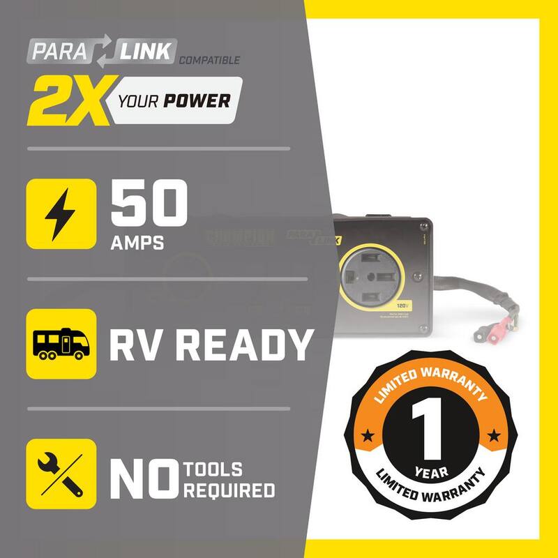 Champion Power Equipment 50-Amp RV Ready Parallel Kit for Linking Two 2800-Watt or Higher Inverter Generators - 100319