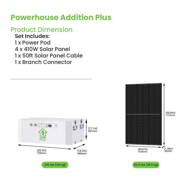 NATURE'S GENERATOR Powerhouse Solar Power 100Ah Battery Expansion Pod with (4) 410-Watt Panels - NGPHPAA