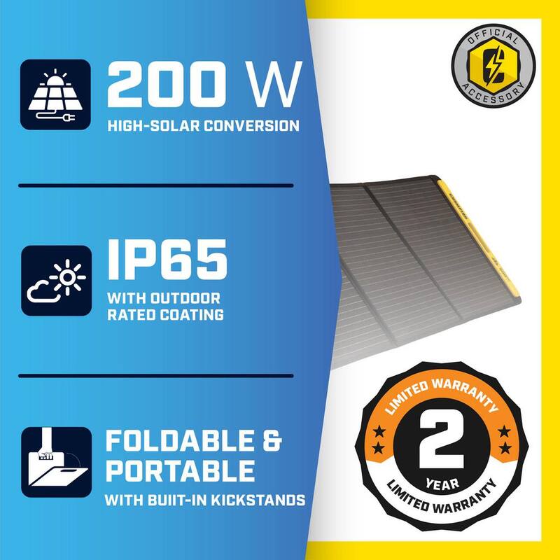 Champion Power Equipment 200-Watt Portable Foldable Solar Panels for Power Stations with Extension Cable and Kickstand - 201247