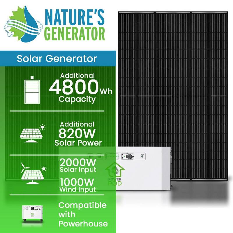 NATURE'S GENERATOR Powerhouse Solar Power 100Ah Battery Expansion Pod with (2) 410-Watt Panels - NGPHPA