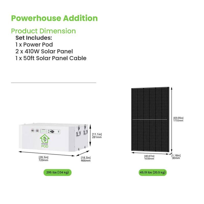 NATURE'S GENERATOR Powerhouse Solar Power 100Ah Battery Expansion Pod with (2) 410-Watt Panels - NGPHPA
