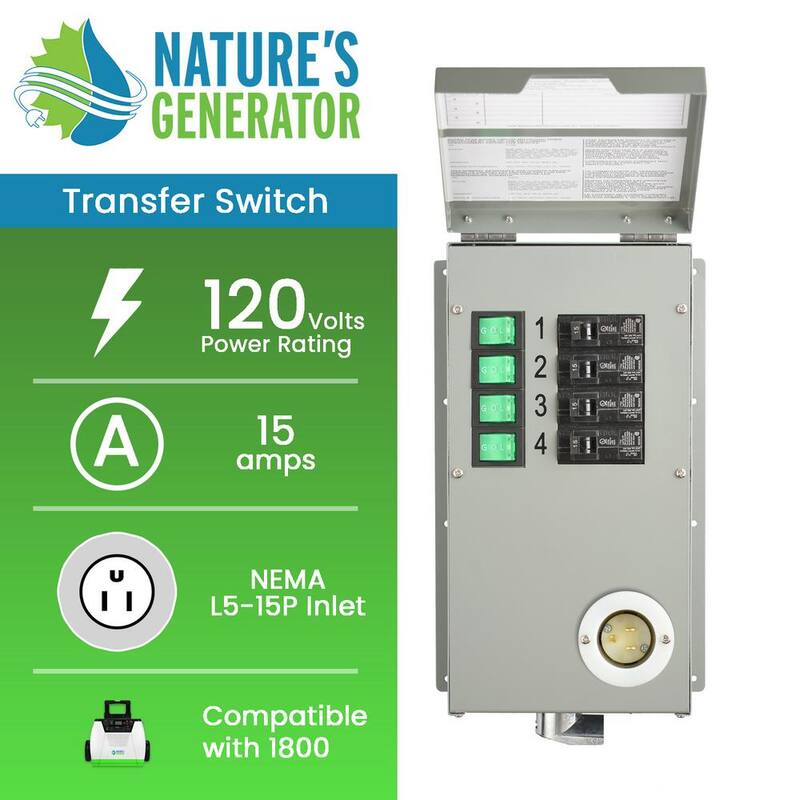 NATURE'S GENERATOR 15 Amp 120V 4 Circuit Indoor Non-Automatic Power Transfer Switch Kit - HKNGPTK