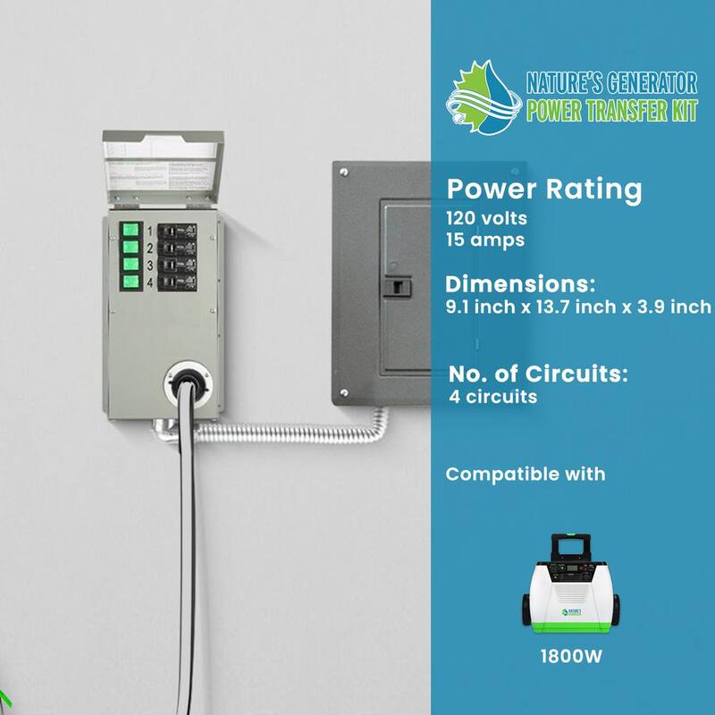 NATURE'S GENERATOR 15 Amp 120V 4 Circuit Indoor Non-Automatic Power Transfer Switch Kit - HKNGPTK