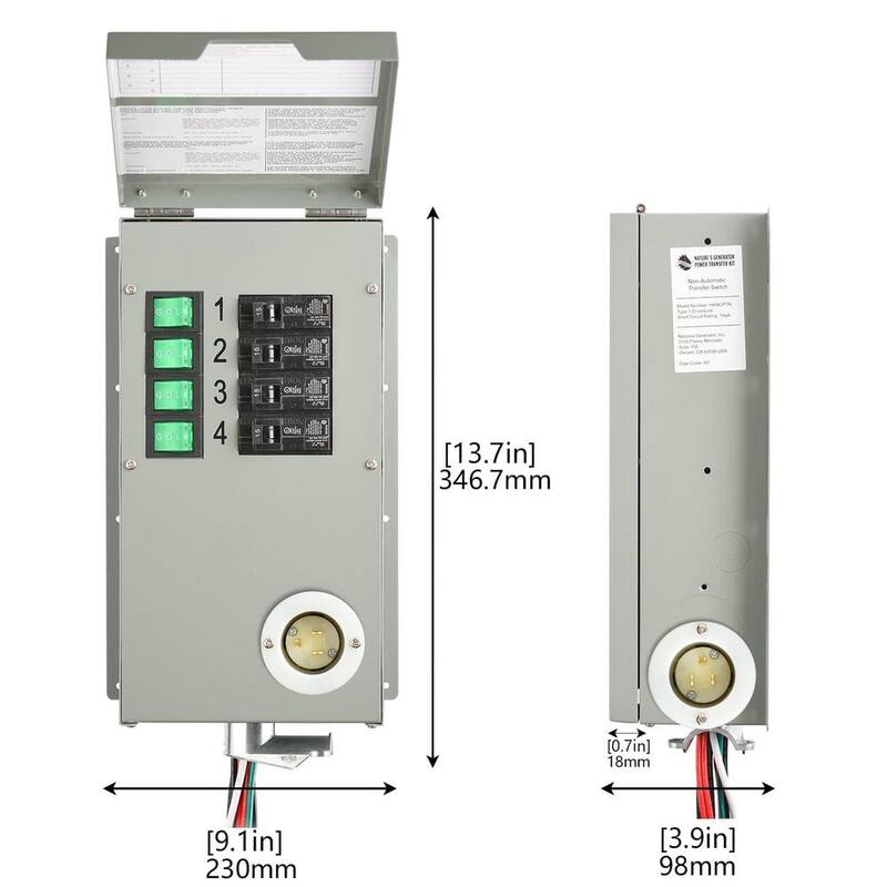 NATURE'S GENERATOR 15 Amp 120V 4 Circuit Indoor Non-Automatic Power Transfer Switch Kit - HKNGPTK