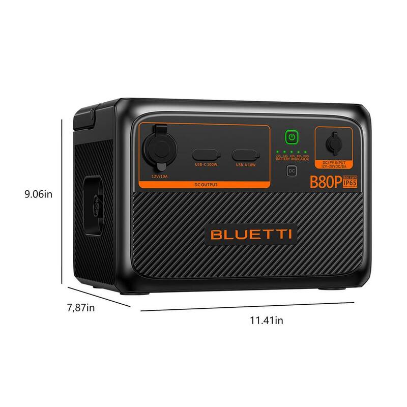BLUETTI 806Wh LiFePO4 Expansion Battery for AC60/EB3A/EB55/EB70S/AC180, DC Power Source with 100-Watt USB-C, Outdoor Use - B80P-US-GY-BL-THDUS