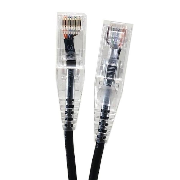 Micro Connectors E08-025B-SLIM5 25 ft. Cable de conexión RJ45 Cat6 UTP ultra delgado de 28AWG; Negro - Paquete de 5 - E08-025B-SLIM5