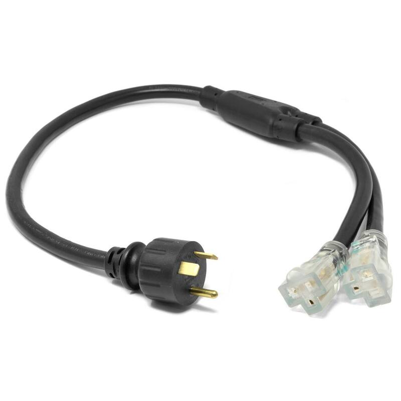 WEN 3 ft. 10-Gauge SJTW Generator Extension Cord Splitter (Converts TT-30R to two 5-20R outlets) - PC3352