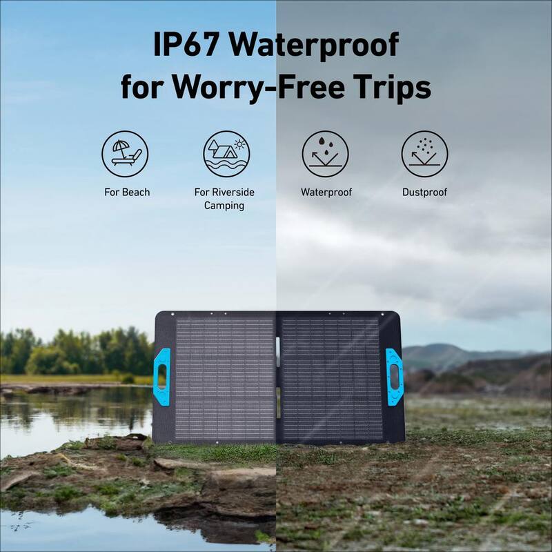 Anker 100-Watt Monocrystalline Portable Solar Panel for Power Station/Generator, IP67 Waterproof, 4-Angel Adjustable - SOLIX-100-SP