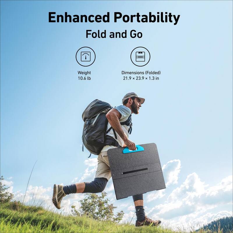 Anker 100-Watt Monocrystalline Portable Solar Panel for Power Station/Generator, IP67 Waterproof, 4-Angel Adjustable - SOLIX-100-SP