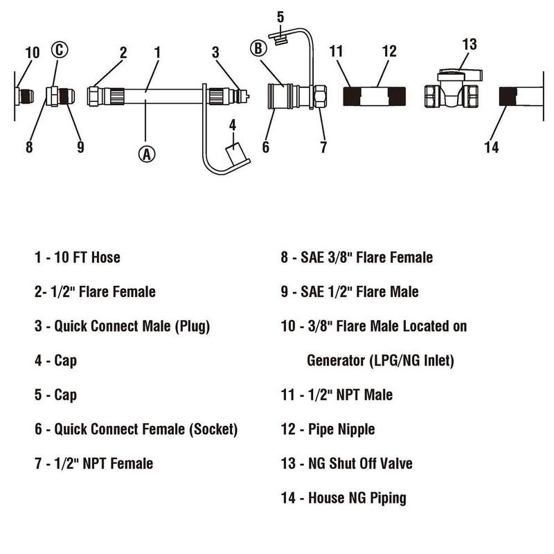 A-iPower 10 Foot Quick Connect Natural Gas Hose Kit - H1001