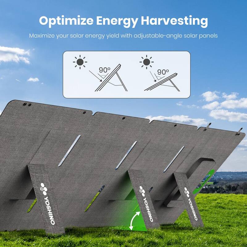 YOSHINO Foldable 200W Monocrystalline Portable Solar Panel for Electric Solar Generators, Water-Resistant IP67, Off-Grid - SP200