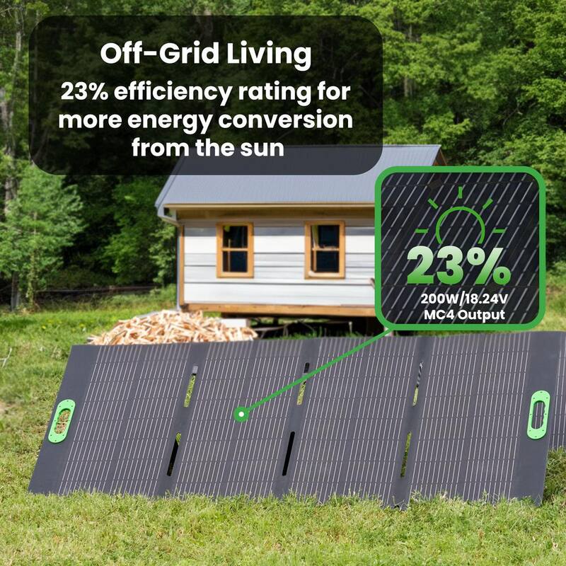YOSHINO Foldable 200W Monocrystalline Portable Solar Panel for Electric Solar Generators, Water-Resistant IP67, Off-Grid - SP200