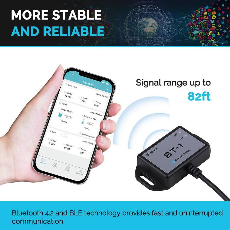 Renogy Bluetooth Module Solar Charge Controller Wireless Monitor PV System with RJ12 Communication Port - RCM-BT1-G1
