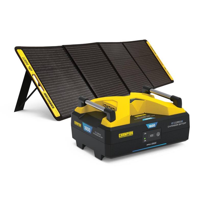 Champion Power Equipment 1638 Wh Lithium-ion Expansion Battery and 200-Watt Portable Foldable Solar Panels for Power Stations - 201401
