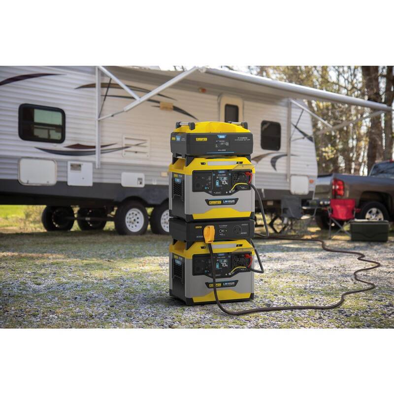 Champion Power Equipment 1638 Wh Lithium-ion Expansion Battery and 200-Watt Portable Foldable Solar Panels for Power Stations - 201401