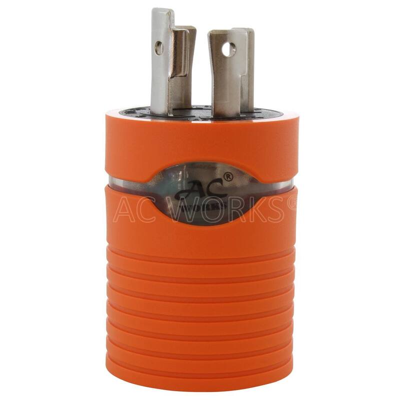 AC WORKS Locking Adapter NEMA L14-30P 30Amp 125/250Volt 4Prong Locking Plug to L6-20R 3Prong 20Amp 250Volt Locking Female - ADL1430L620