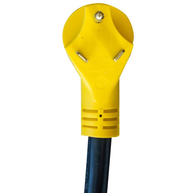 Sportsman 25 ft. RV Camper Extension Cord with Male TT-30P 30 Amp Plug to 3-Split 5-15R Outlets - 807431