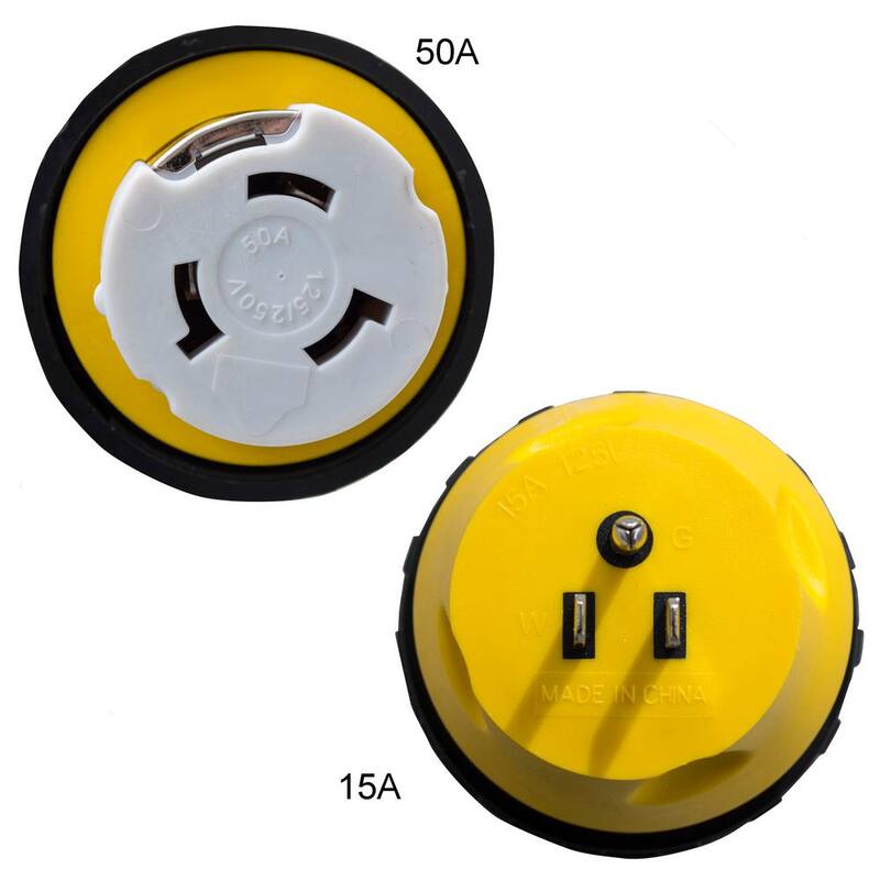 Sportsman 5-15P 15 Amp Male to SS2-50R 50 Amp Female Conversion Adapter Plug - 805239