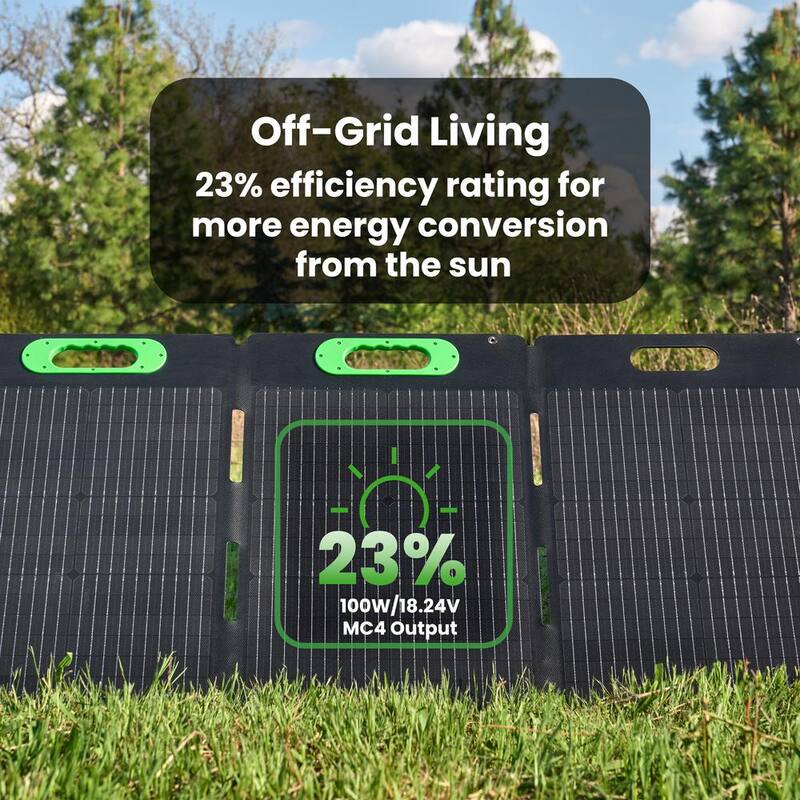 YOSHINO Foldable 100W Monocrystalline Portable Solar Panel for Electric Solar Generators, Water-Resistant IP67, Off-Grid - SP100