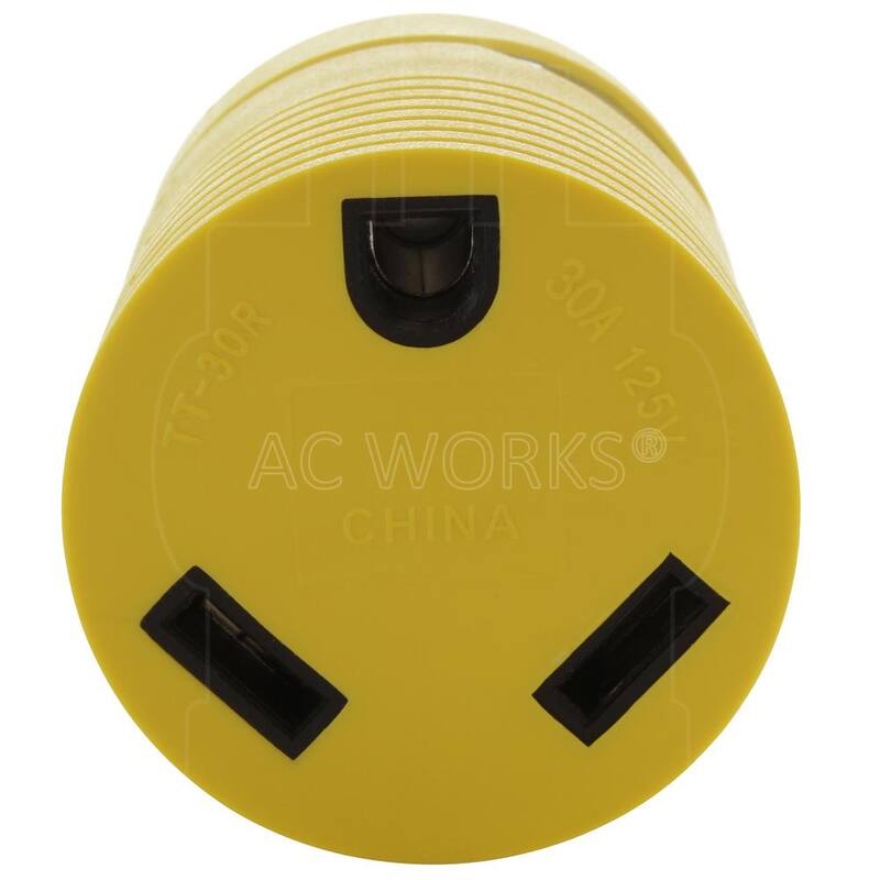 AC WORKS RV Generator Adapter NEMA L14-30P 30 Amp 125-Volt/250-Volt 4-Prong Locking Plug to RV TT-30R 30 Amp RV Female Connector - RVL1430TT