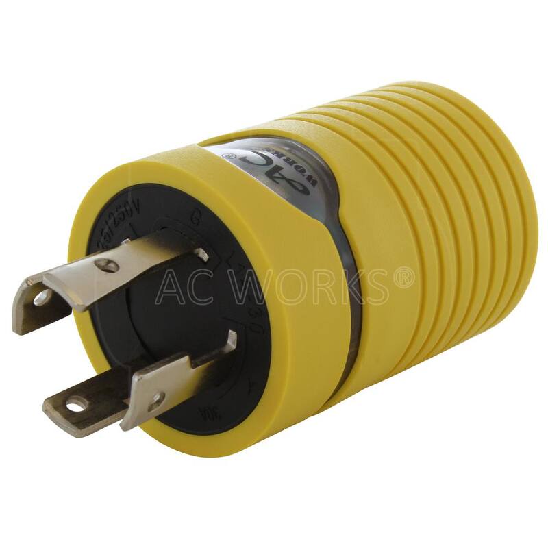 AC WORKS RV Generator Adapter NEMA L14-30P 30 Amp 125-Volt/250-Volt 4-Prong Locking Plug to RV TT-30R 30 Amp RV Female Connector - RVL1430TT