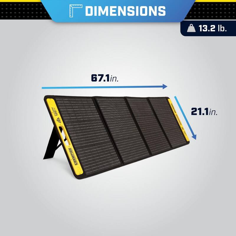 Champion Power Equipment 120-Watt Portable Foldable Solar Panels for Power Stations with Extension Cable and Kickstand - 201246