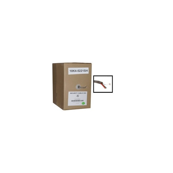 Cable de seguridad/alarmas blindado Swe-Tech 3C, gris, 22/2 22AWG 2 conductores, trenzado, clasificación CMR/para pared, caja de 1000 pies - FWT10K4-52212SH